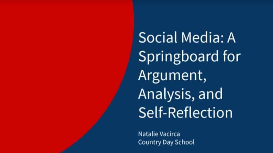 Resource Library 72 Social Media: a Springboard for Narrative, Argument, and Student Self-Refection